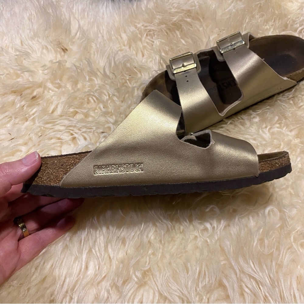 Birkenstock Metallic Gold arizona two strap Sandals 36/6 - Picture 4 of 7